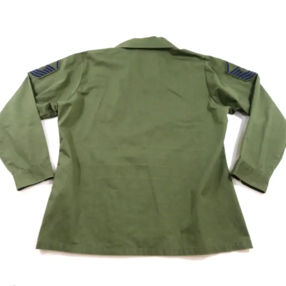 Military Utility Shirt OD Green Poly Cotton Sz 17.5 36 BDU 1980s